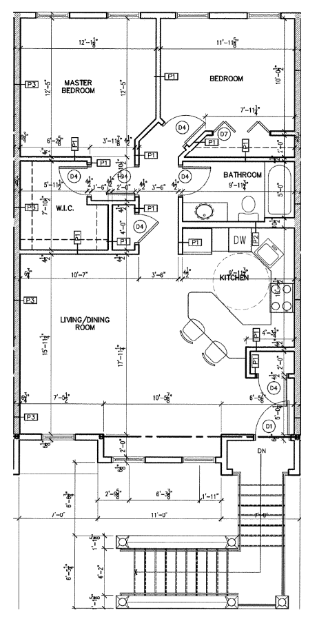 Floor plan for 2 beds, 1 bath, 975 sqft
